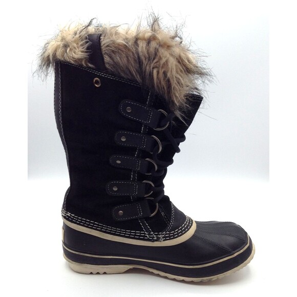 Sorel Joan Of Arctic Boots Wn 7.5 Black Tall Faux Fur Winter Waterproof Snow - Picture 5 of 12